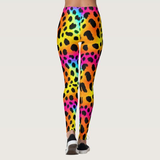 Kleurrijk Rainbow Cheetah Seamless Pattern Leggings (Achterkant)