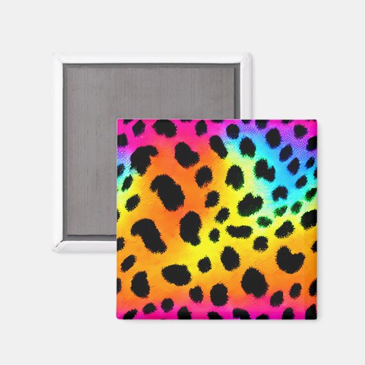 Kleurrijk Rainbow Cheetah Seamless Pattern Magneet (Voorkant / Achterkant)