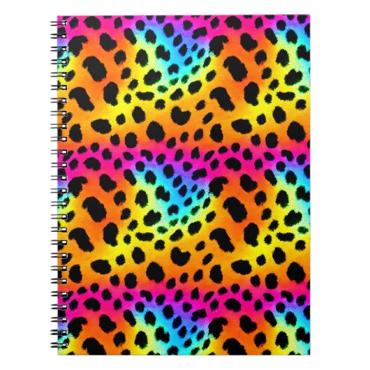Kleurrijk Rainbow Cheetah Seamless Pattern Notitieboek (Voorkant)