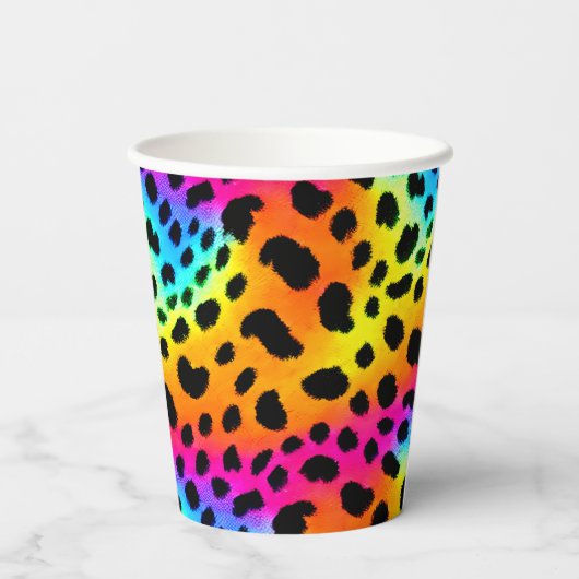 Kleurrijk Rainbow Cheetah Seamless Pattern Papieren Bekers (Achterkant)