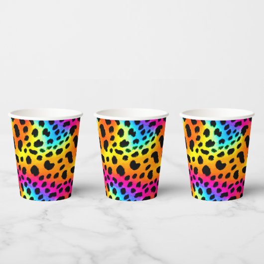 Kleurrijk Rainbow Cheetah Seamless Pattern Papieren Bekers (Multi)