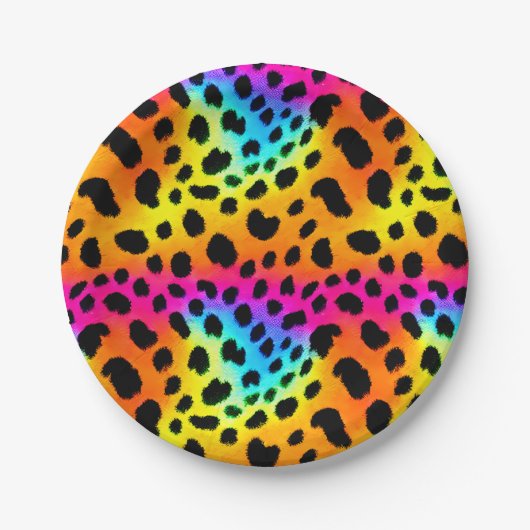 Kleurrijk Rainbow Cheetah Seamless Pattern Papieren Bordje (Voorkant)