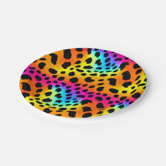 Kleurrijk Rainbow Cheetah Seamless Pattern Papieren Bordje (Gekanteld)