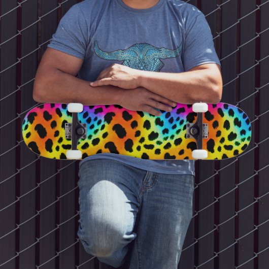Kleurrijk Rainbow Cheetah Seamless Pattern Persoonlijk Skateboard (Buiten 3)