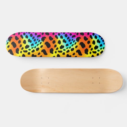 Kleurrijk Rainbow Cheetah Seamless Pattern Persoonlijk Skateboard (Horizontaal)