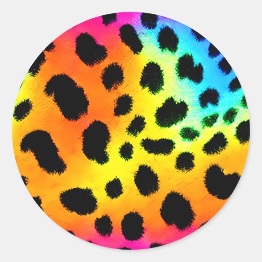 Kleurrijk Rainbow Cheetah Seamless Pattern Ronde Sticker (Voorkant)