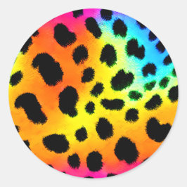 Kleurrijk Rainbow Cheetah Seamless Pattern Ronde Sticker