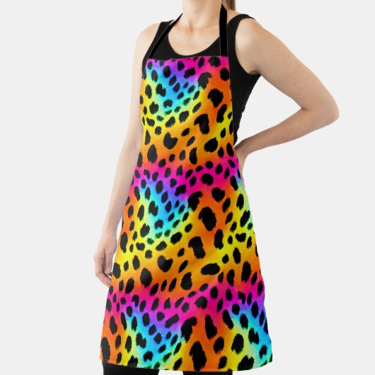 Kleurrijk Rainbow Cheetah Seamless Pattern Schort (Insitu)