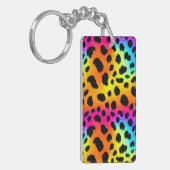 Kleurrijk Rainbow Cheetah Seamless Pattern Sleutelhanger (Voorkant Links)