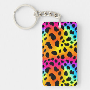 Kleurrijk Rainbow Cheetah Seamless Pattern Sleutelhanger