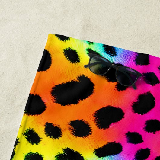 Kleurrijk Rainbow Cheetah Seamless Pattern Strandlaken (In situ)