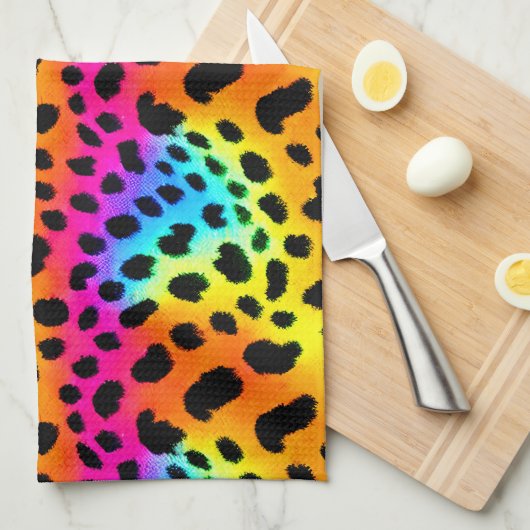 Kleurrijk Rainbow Cheetah Seamless Pattern Theedoek (Quarter Fold)