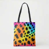 Kleurrijk Rainbow Cheetah Seamless Pattern Tote Bag (Voorkant)