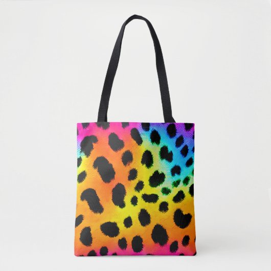 Kleurrijk Rainbow Cheetah Seamless Pattern Tote Bag (Voorkant)