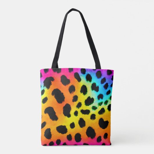 Kleurrijk Rainbow Cheetah Seamless Pattern Tote Bag (Achterkant)
