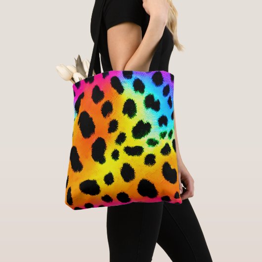 Kleurrijk Rainbow Cheetah Seamless Pattern Tote Bag (Dichtbij)