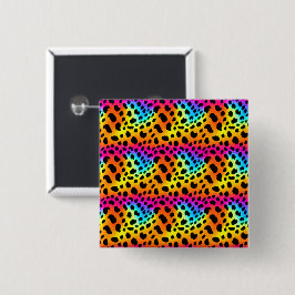 Kleurrijk Rainbow Cheetah Seamless Pattern Vierkante Button 5,1 Cm