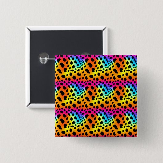 Kleurrijk Rainbow Cheetah Seamless Pattern Vierkante Button 5,1 Cm (Voorkant /achterkant)