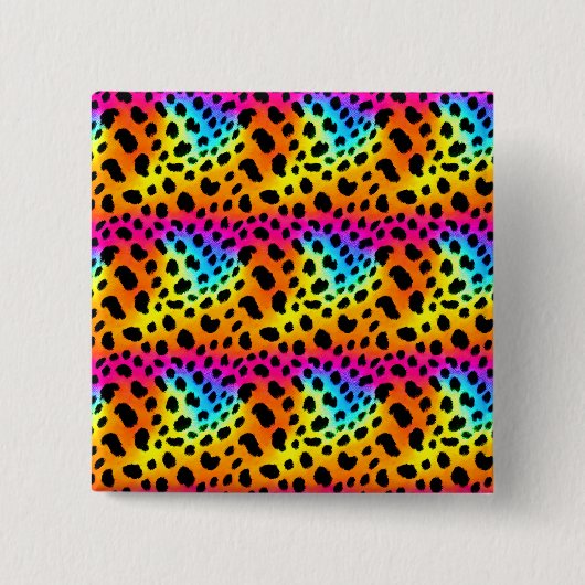 Kleurrijk Rainbow Cheetah Seamless Pattern Vierkante Button 5,1 Cm (Voorkant)