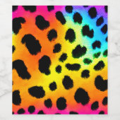Kleurrijk Rainbow Cheetah Seamless Pattern Wijn Etiket (Enkel label)