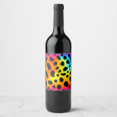 Kleurrijk Rainbow Cheetah Seamless Pattern Wijn Etiket (Voorkant)