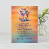 Kleurrijk Rainbow Dragon Baby shower Kaart (Staand voorkant)