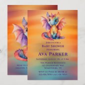 Kleurrijk Rainbow Dragon Baby shower Kaart (Voorkant / Achterkant)