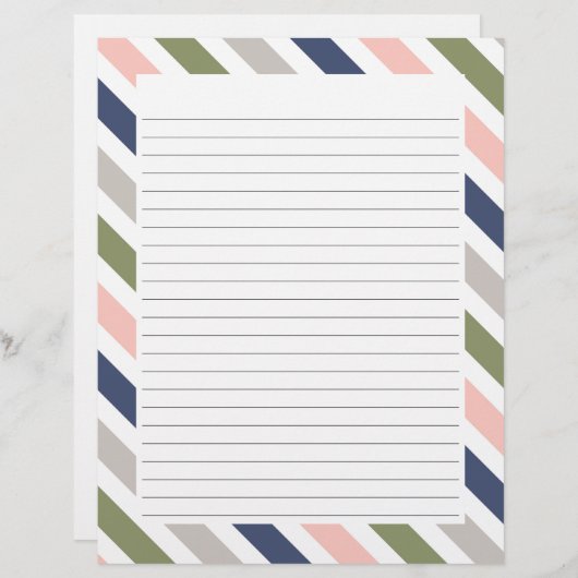 Kleurrijk randgestreepte briefpapier met lijnen briefhoofd (Voorkant / Achterkant)