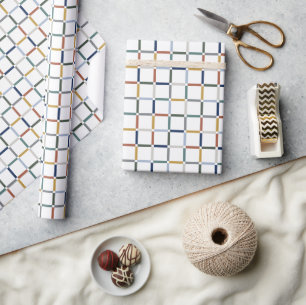 Kleurrijk raster met negatieve ruimte-impressionis cadeaupapier