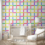 Kleurrijk raster met negatieve ruimte Pop Art-Insp Behang<br><div class="desc">Rasterpatroon samengesteld uit Pop Art-geïnspireerde kleurrijke lijnen en negatieve ruimte. Laat het me weten als je een andere kleurstelling voor dit patroon wilt. Ik hou ervan om mijn design in de wereld te zien - label me op IG @parry_vegan.</div>