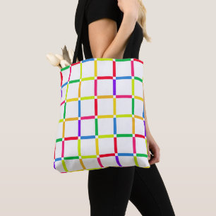 Kleurrijk raster met negatieve ruimte Pop Art-Insp Tote Bag