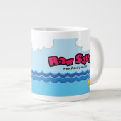 Kleurrijk rauw vierkant geïllustreerd grote koffiekop (Voorkant rechts)