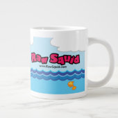 Kleurrijk rauw vierkant geïllustreerd grote koffiekop (Rechts)