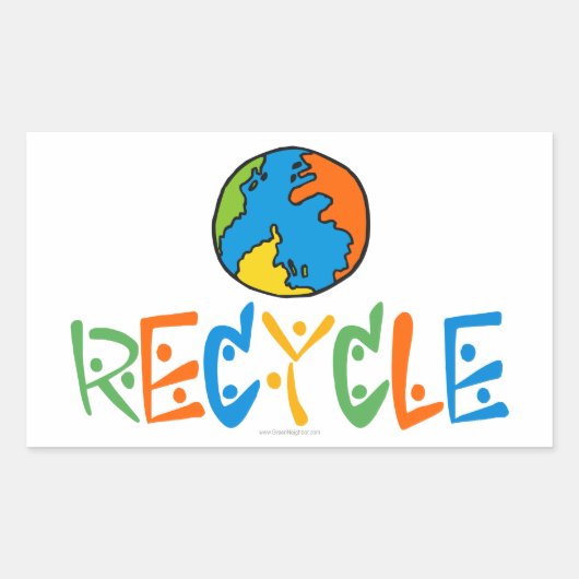 Kleurrijk Recyclen Rechthoekige Sticker (Voorkant)