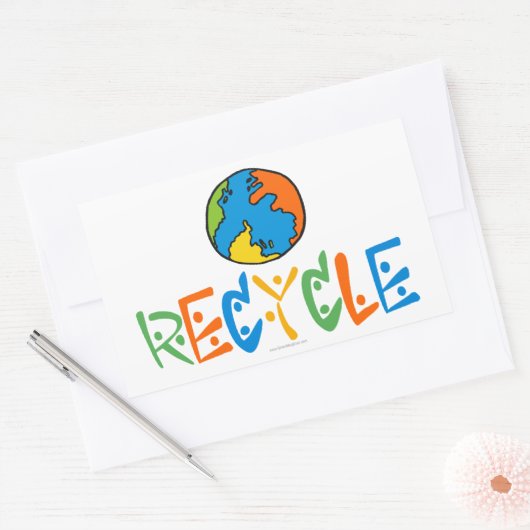 Kleurrijk Recyclen Rechthoekige Sticker (Envelop)