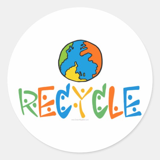 Kleurrijk Recyclen Ronde Sticker (Voorkant)