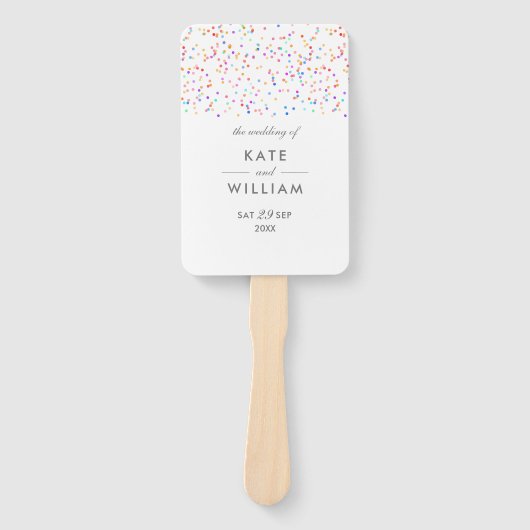 Kleurrijk Regenboog Confetti Trouwprogramma Handwaaier (Voorkant)