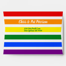 Kleurrijk regenboog en wit Stripes Return-adres