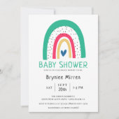 Kleurrijk regenboog, geïllustreerd Baby shower Kaart (Voorkant)