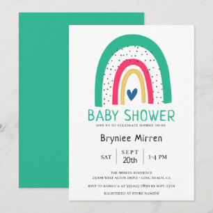 Kleurrijk regenboog, geïllustreerd Baby shower Kaart