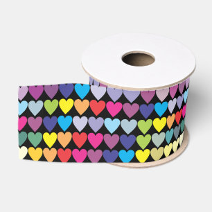 Kleurrijk Regenboog Harten Patroon Grosgrain Lint