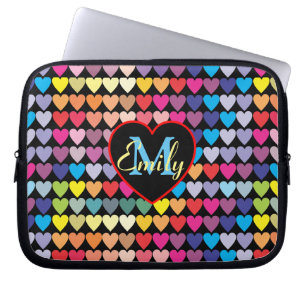 Kleurrijk Regenboog Harten Patroon Persoonlijk Laptop Sleeve