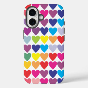 Kleurrijk Regenboog Hartjes Patroon iPhone 16 Hoesje