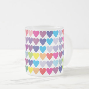 Kleurrijk Regenboog Hartjes Patroon Matglas Koffiemok