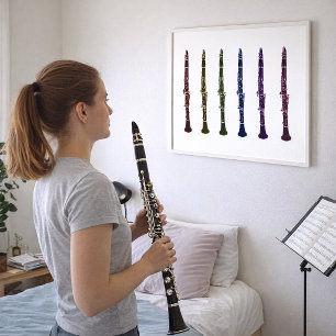 Kleurrijk Regenboog Klarinet Kunst Orkest Band Muz Poster
