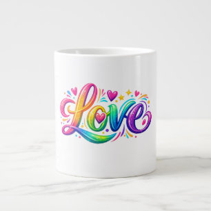 Kleurrijk Regenboog Liefde Typography Ontwerp Grote Koffiekop