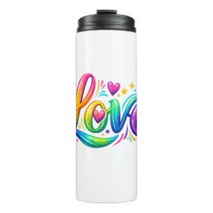 Kleurrijk Regenboog Liefde Typography Ontwerp Thermosbeker