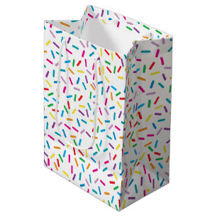 Kleurrijk regenboog sprenkels patroon medium cadeauzakje