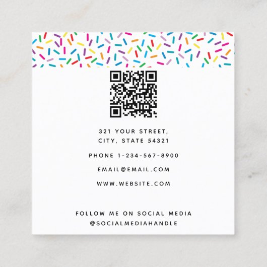 Kleurrijk regenboog sprenkels patroon vierkante visitekaartje (Achterkant)