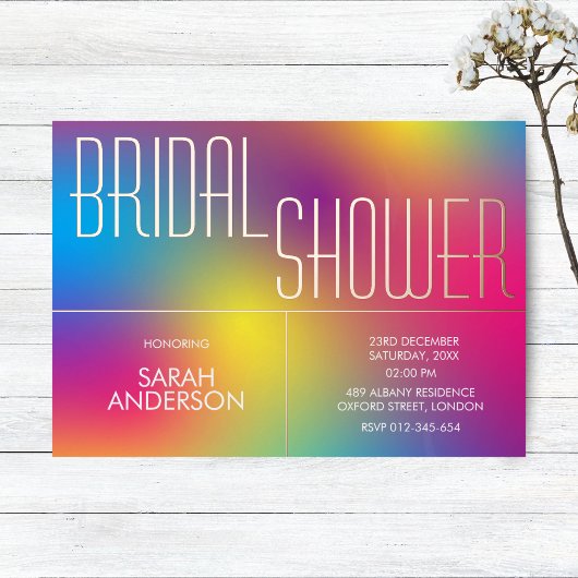 Kleurrijk regenboog Vrijgezellenfeest Folie Uitnodiging
